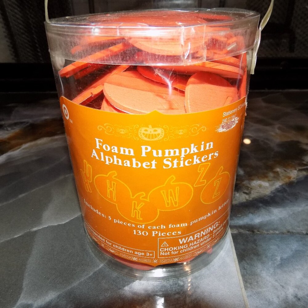 Target 130 PC Pumpkin Alphabet Foam Stickers Bucket NEW